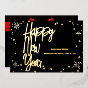 Happy New Year 2024 Company Red Ribbon Folien Feiertagskarte