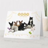 Happy New Year 2024 Doggies Card Karte (Vorderseite)