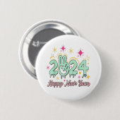 Happy New Year 2024 Goodbye 2023 Hello 2024 Button (Vorne & Hinten)