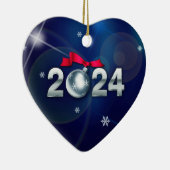 Happy New Year 2024 Herzform Custom Keramik Ornament (Rechts)
