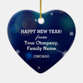 Happy New Year 2024 Herzform Custom Keramik Ornament (Hinten)