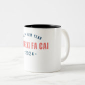Happy New Year 2024 in chinesischen Worten Zweifarbige Tasse (VorderseiteRechts)