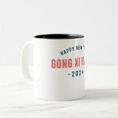 Happy New Year 2024 in chinesischen Worten Zweifarbige Tasse (Vorderseite Links)