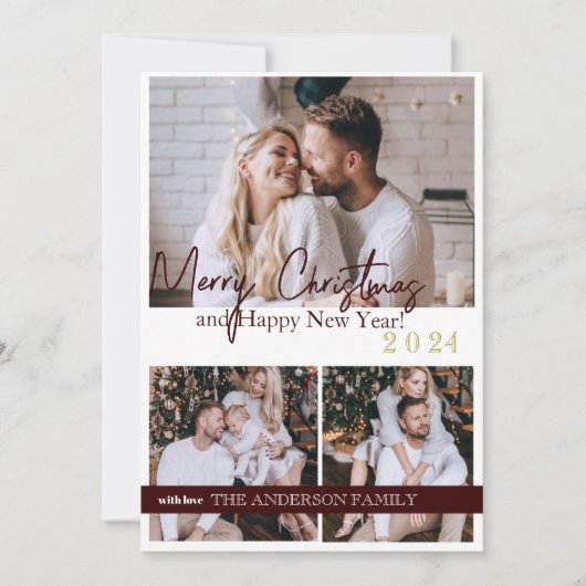 Happy New Year 2024 Modern Script Holiday Card Einladung (Vorderseite)