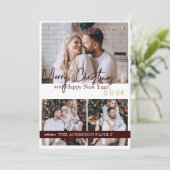 Happy New Year 2024 Modern Script Holiday Card Einladung (Stehend Vorderseite)