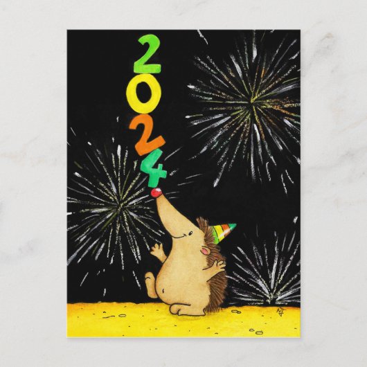 Happy New Year 2024 Postkarte (Vorderseite)