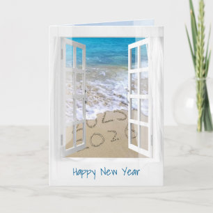 Happy New Year 2025 Beach Window Karte