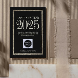 Happy New Year 2025 Business-Logo Einfach Feiertagskarte