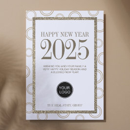 Happy New Year 2025 Business-Logo Einfach Feiertagskarte