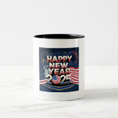 Happy New Year 2025 Design - Modern und festlich. Zweifarbige Tasse (Mittel)
