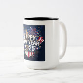 Happy New Year 2025 Design - Vibrant und festlich. Zweifarbige Tasse (VorderseiteRechts)