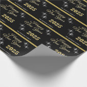 Happy New Year 2025 Elegante Glitzern Geschenkpapier (Ecke)