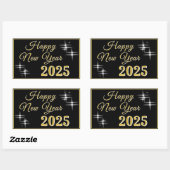 Happy New Year 2025 Elegante Glitzern Rechteckiger Aufkleber (Blatt)