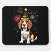 Happy New Year 2025 Eve Firework Dog Funny Beagle Mousepad (Vorne)