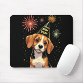 Happy New Year 2025 Eve Firework Dog Funny Beagle Mousepad (Mit Mouse)