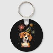Happy New Year 2025 Eve Firework Dog Funny Beagle Schlüsselanhänger (Vorderseite)