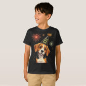 Happy New Year 2025 Eve Firework Dog Funny Beagle  T-Shirt (Vorne ganz)