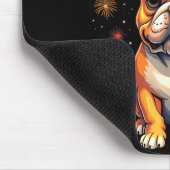 Happy New Year 2025 Eve Firework Dog Funny French Mousepad (Ecke)