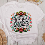 "Happy New Year 2025" farbenfrohe mexikanische Fie T-Shirt