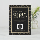 Happy New Year 2025-Firmenlogo Feiertagskarte (Stehend Vorderseite)