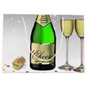 Happy New Year 2025 Flasche Sparkling Wein Große Geschenktüte (Rückseite)