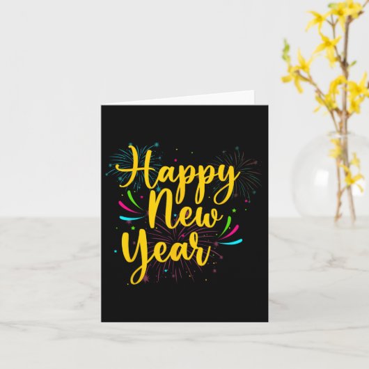 Happy New Year 2025 Gold Fun Festive Funny Funny P Karte (Gelbe Blume)