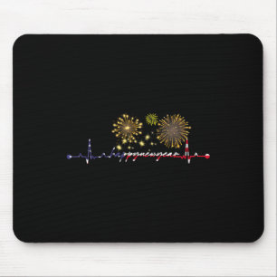 Happy New Year 2025 Heartbeat Flag American Xmas F Mousepad
