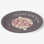 Happy New Year 2025-Jahr feiern Retro-Dekor Pappteller (Schrägansicht)