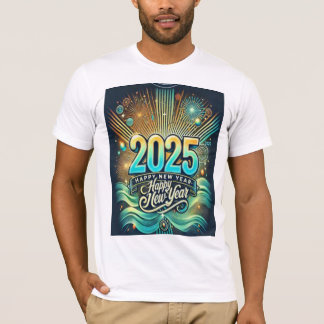 Happy New Year 2025 Modern stilvolles Design für 2 T-Shirt