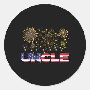 Happy New Year 2025 Onkel American Flag Familie To Runder Aufkleber