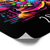 Happy New Year 2025 Party Dancing Cat Design Poster (Ecke)