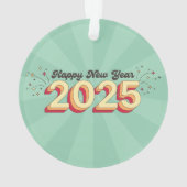 Happy new year 2025 Retrotext Ornament (Rückseite)