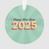 Happy new year 2025 Retrotext Ornament (Vorderseite)