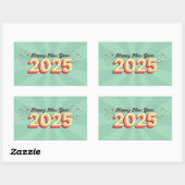 Happy new year 2025 Stern Groovy Retro Text Rechteckiger Aufkleber (Blatt)