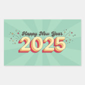 Happy new year 2025 Stern Groovy Retro Text Rechteckiger Aufkleber (Vorderseite)