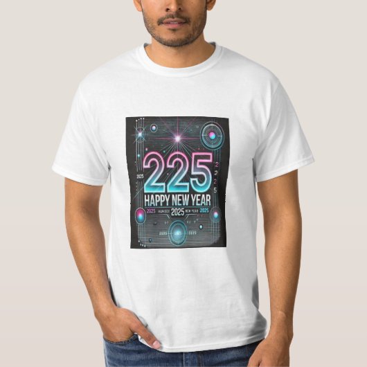 Happy New Year 2025 T - Shirt Modernes Design (Vorderseite)