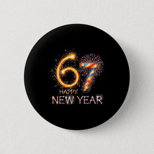 Happy New Year 2026 67th Bday Fireworks Number 67 Button (Vorderseite)