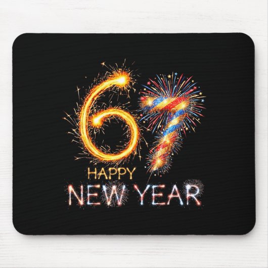 Happy New Year 2026 67th Bday Fireworks Number 67 Mousepad (Vorne)