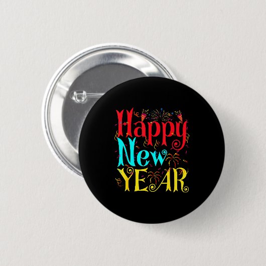 Happy New Year 2026 And Merry Christmas New Year E Button (Vorne & Hinten)