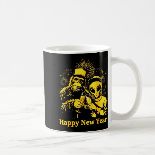 Happy New Year 2026 Bigfoot Alien Lovers New Years Kaffeetasse (Rechts)
