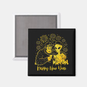 Happy New Year 2026 Bigfoot Alien Lovers New Years Magnet (Vorderseite/Rückseite)