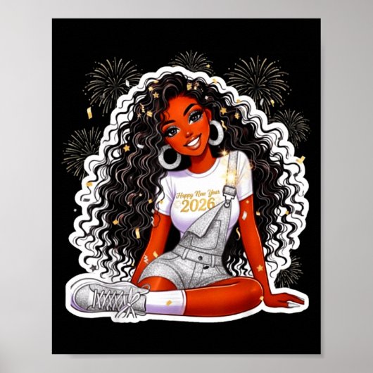 Happy New Year 2026 Black Girl Magic Melanin  Poster (Vorne)