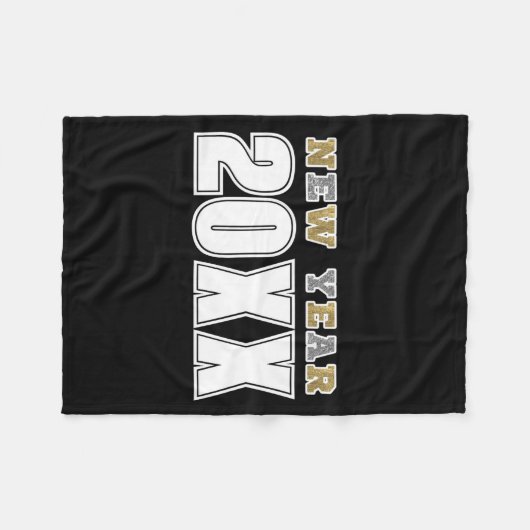Happy New Year 2026 Black Silver Gold Glitter Fleecedecke (Vorderseite (Horizontal))