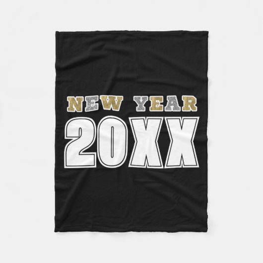 Happy New Year 2026 Black Silver Gold Glitter Fleecedecke (Vorderseite)