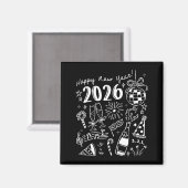 Happy New Year 2026 Bow Funny Magnet (Vorderseite/Rückseite)