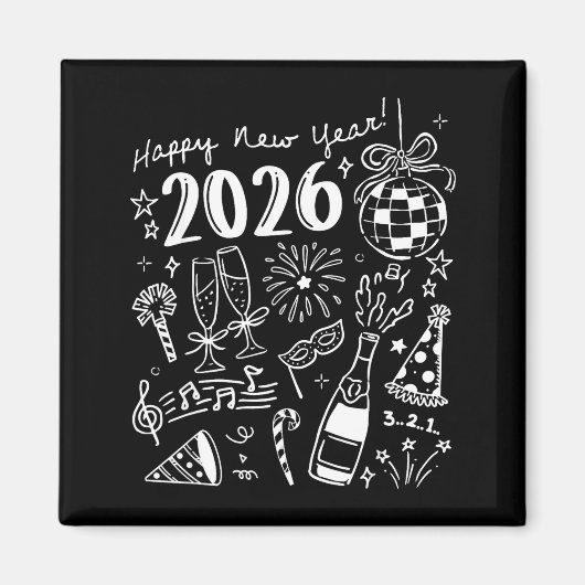 Happy New Year 2026 Bow Funny Magnet (Vorne)