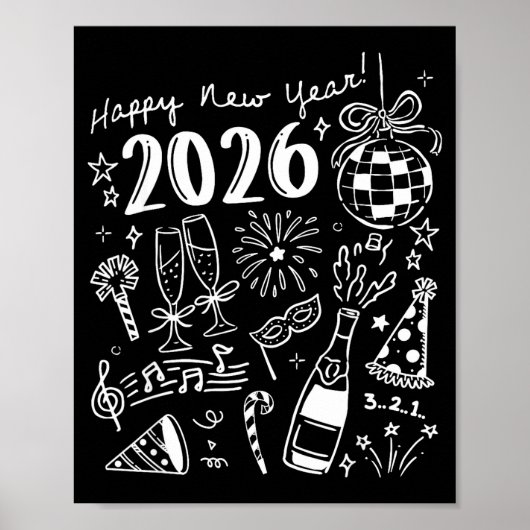 Happy New Year 2026 Bow Funny  Poster (Vorne)