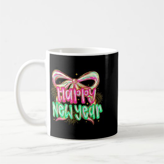 Happy New Year 2026 Brushstroke Coquette Firework Kaffeetasse (Links)