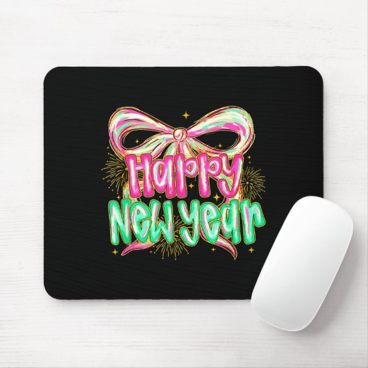 Happy New Year 2026 Brushstroke Coquette Firework  Mousepad (Mit Mouse)