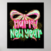Happy New Year 2026 Brushstroke Coquette Firework  Poster (Vorne)